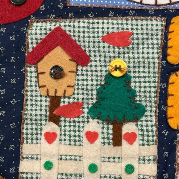 VTG Y2K Quilted Patchwork Felt Button Christmas Stocking Snowman Gingerbread - Picture 6 of 10